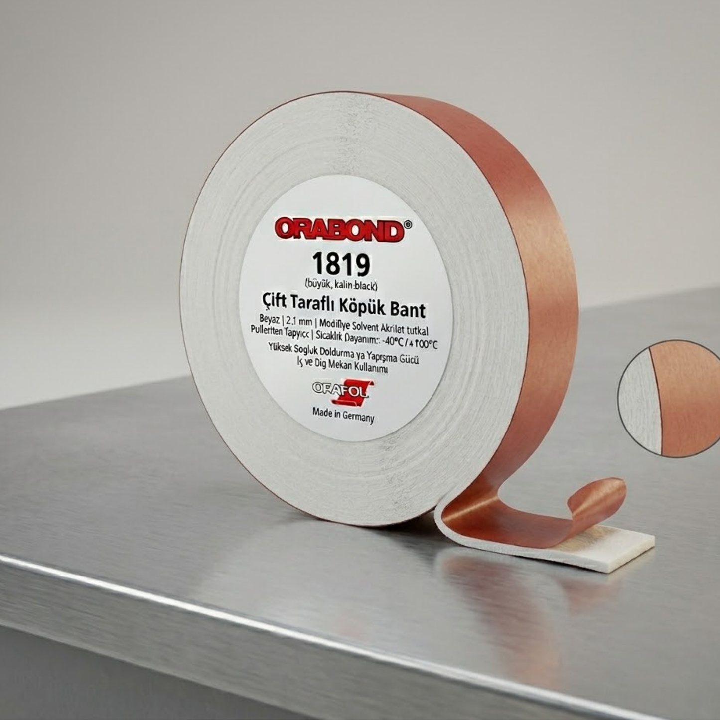 Orabond 1816 Beyaz Çift Taraflı Köpük Bant 1,6mm - Metal ve Plastik Sabitleme