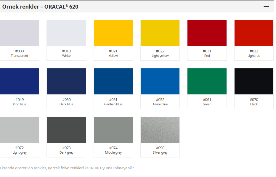 ORACAL 620 80 MİCRON KALINLIKTA SÖKÜLEBİLİR MAT / PARLAK BEYAZ FOLYO